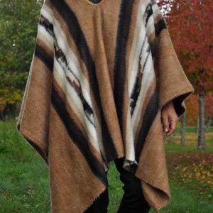 New Unisex Fine Heavy Challan Alpaca Poncho From PERU
