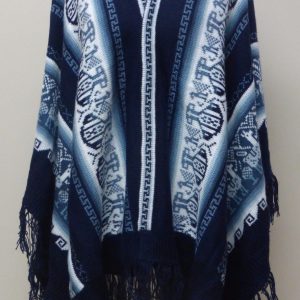 Bohemian free spirit alpaca poncho blue