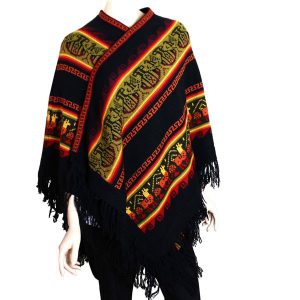Bohemian free spirit alpaca poncho black