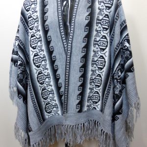 Bohemian free spirit alpaca poncho gray