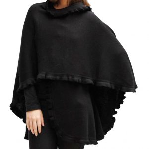 Ruana poncho black Baby Alpaca and Acrylic