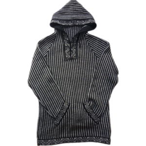 Alpaca striped sweater with hood