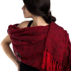 SHAWL RED AND BLACK ALPACA