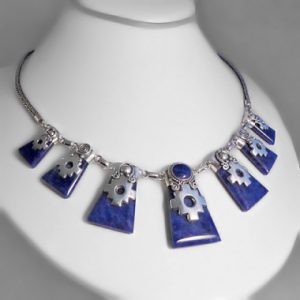 Silver and sodalite necklace chakanas