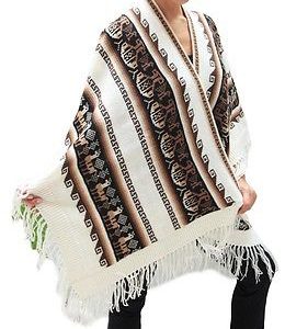 NEW WOMENS LADIES ALPACA WOOL RUANA PONCHO