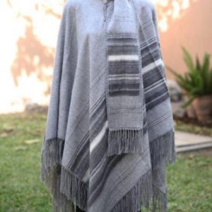 Poncho with Scarf Alpaca Wool Cloak Cape Ethnic
